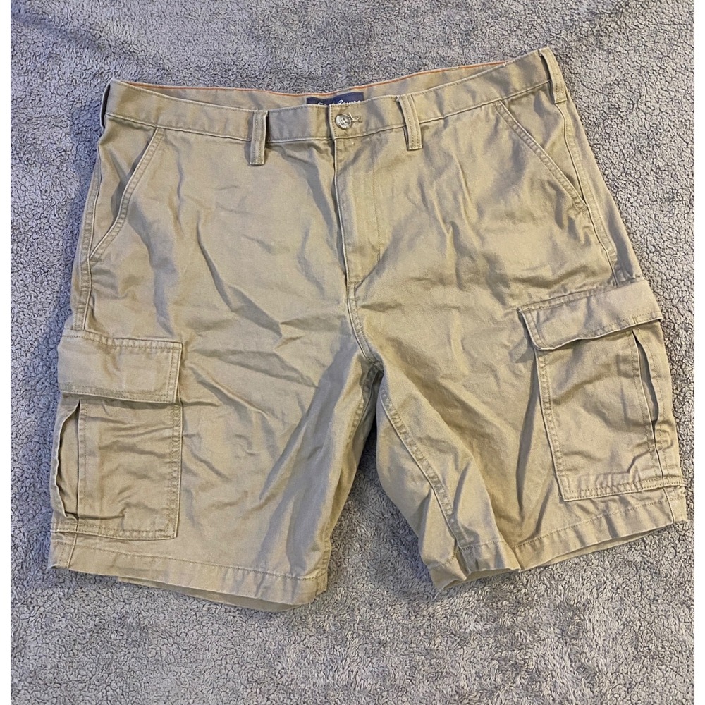 Eddie Bauer Cargo Shorts Men's 40 Khaki 100% Cotton Outdoor Utility Hiking